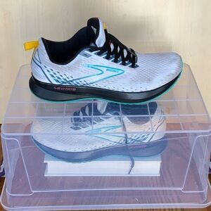 Brooks White, Teal, and Black Levitate Running Shoes